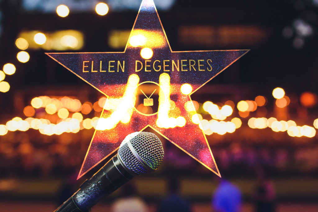 "Hollywood, California, USA - February 5, 2013: Hollywood Walk Of Fame Ellen Degeneres achievement in the entertainment industry star."